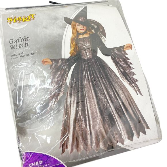 Spirit Halloween Kids' Gothic Witch Costume Halloween Spider Web Hat Size Small - Picture 7 of 9